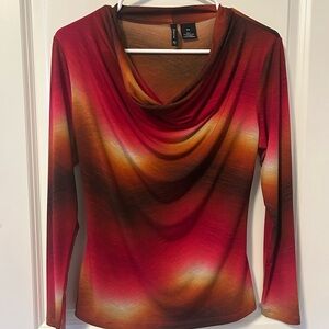 Cowl Neck Top in Pink and Rust Tones